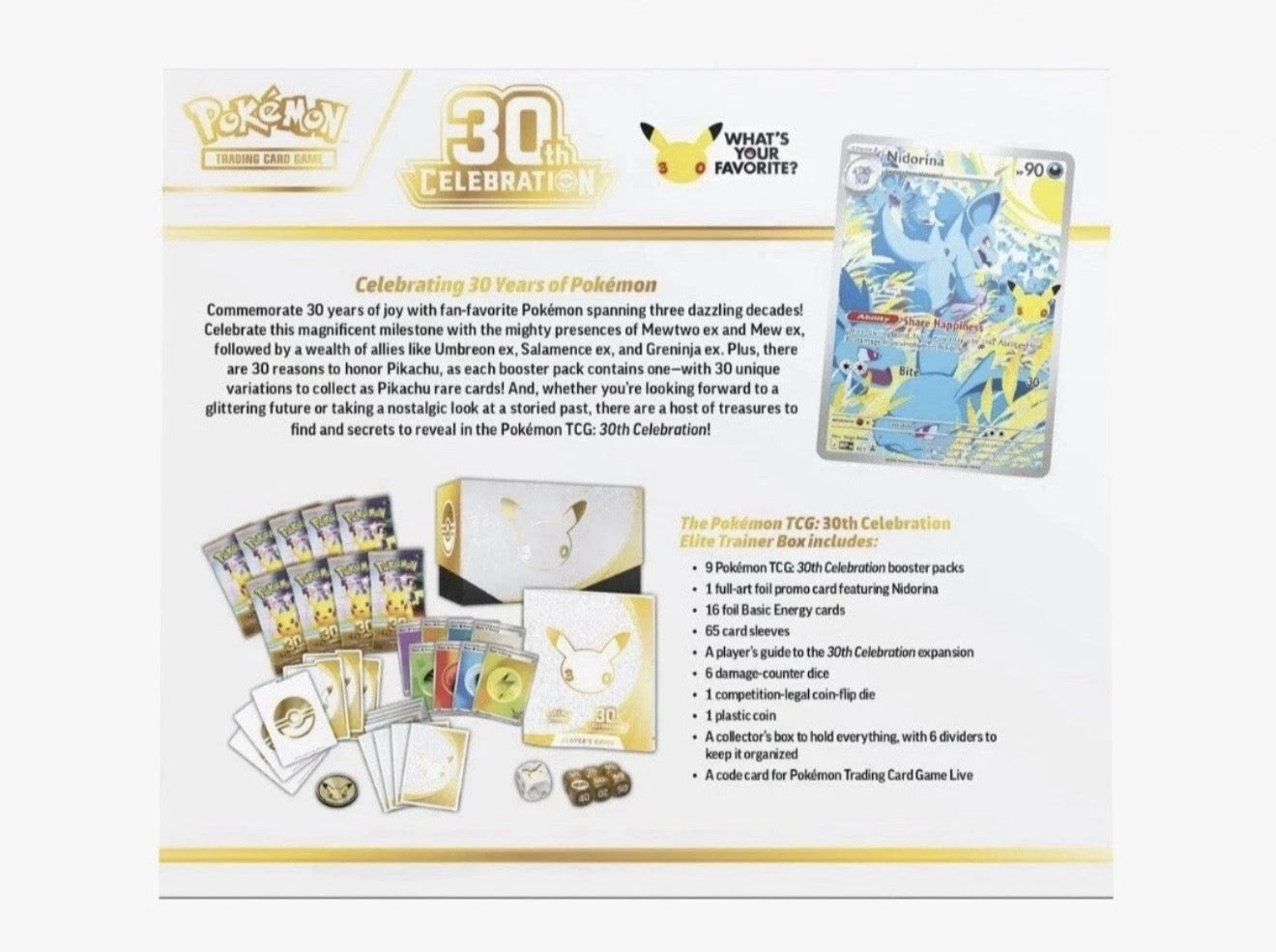 2026 POKÉMON 30th CELEBRATION ELITE TRAINER BOX POKEMON CENTER - ME: (30C) PRESALE