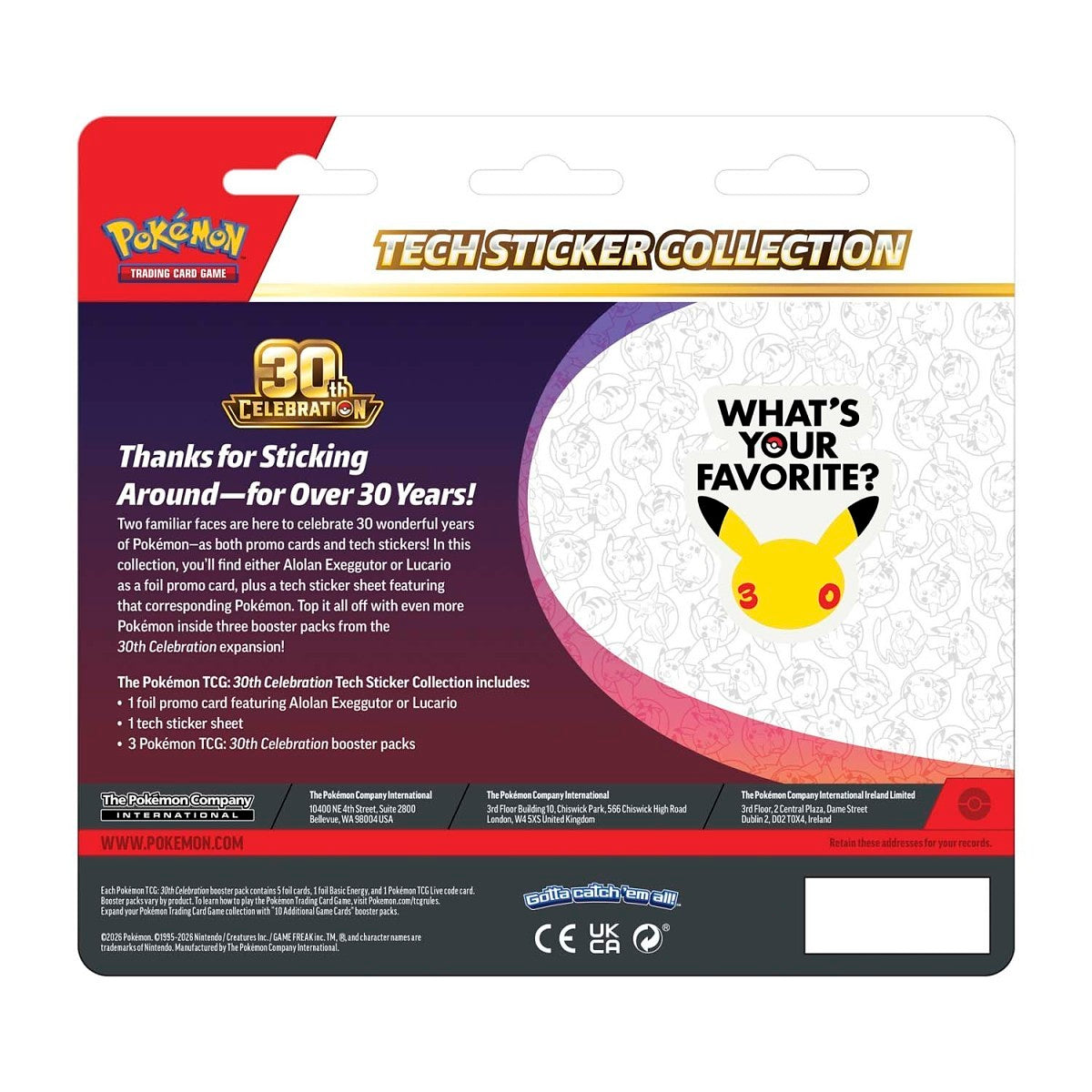 POKÉMON TCG: 30TH CELEBRATION TECH STICKER COLLECTION (LUCARIO) - PRESALE